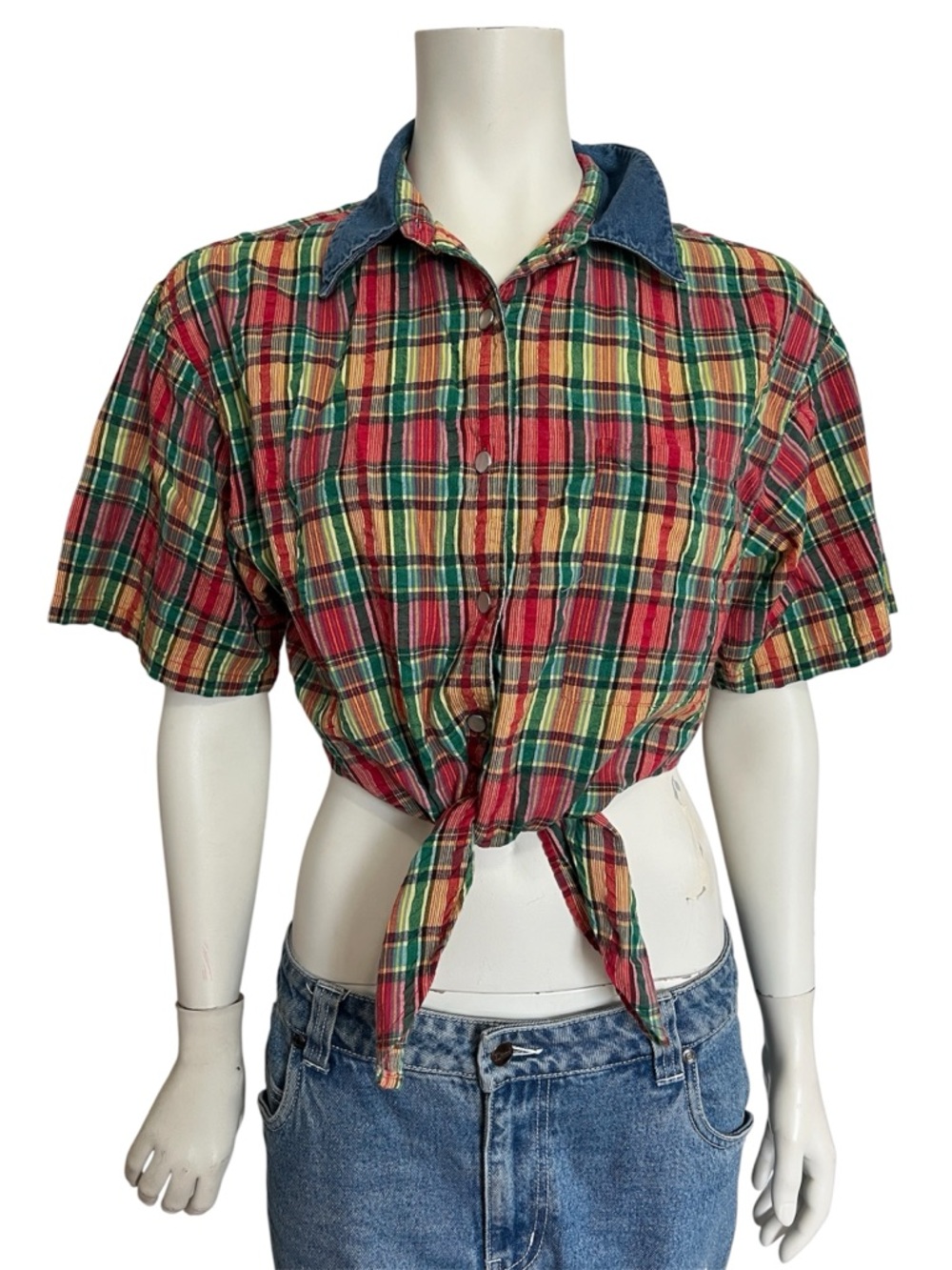 VINTAGE 70s Plaid Crop Top